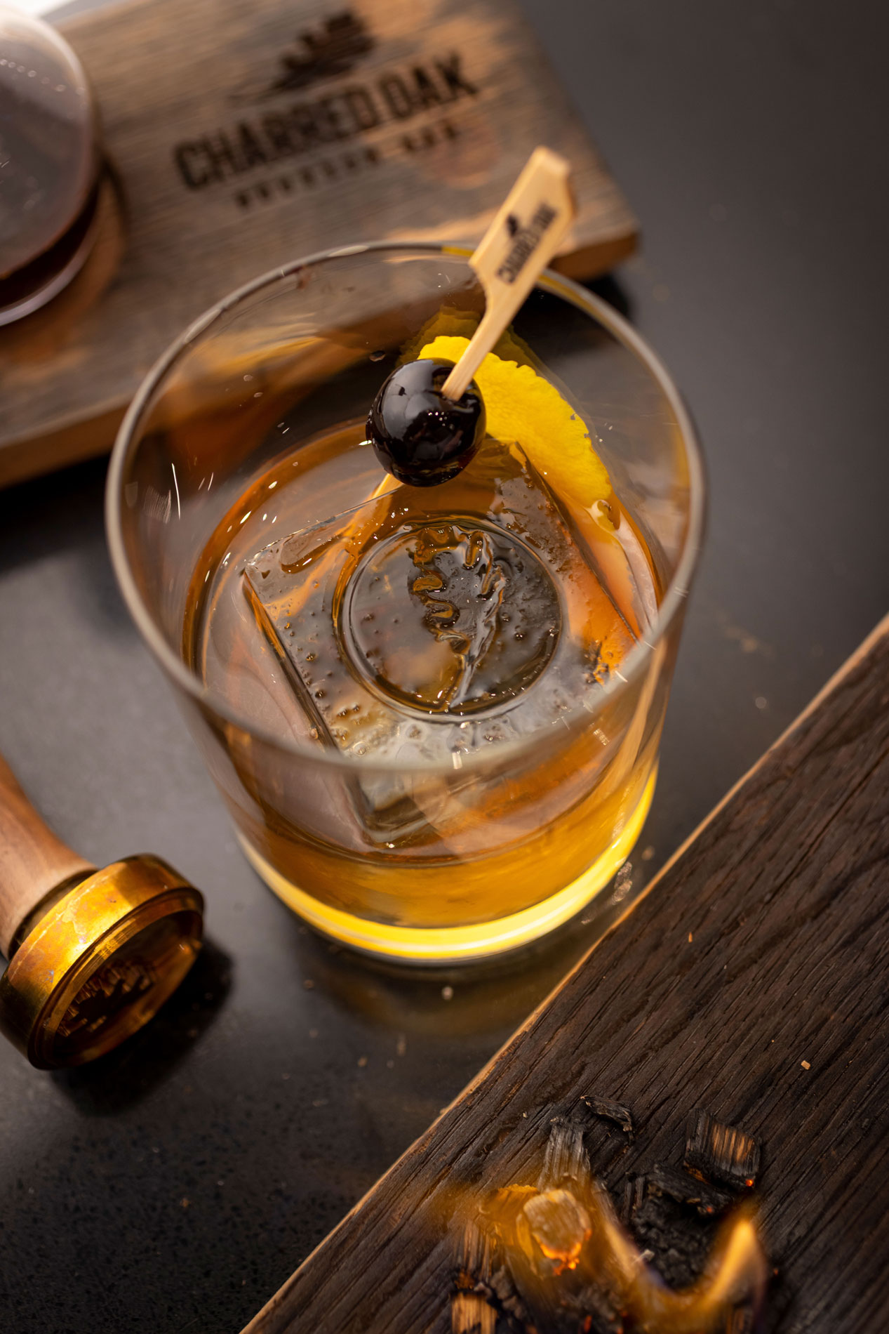 A drink at Charred Oak Bourbon Bar